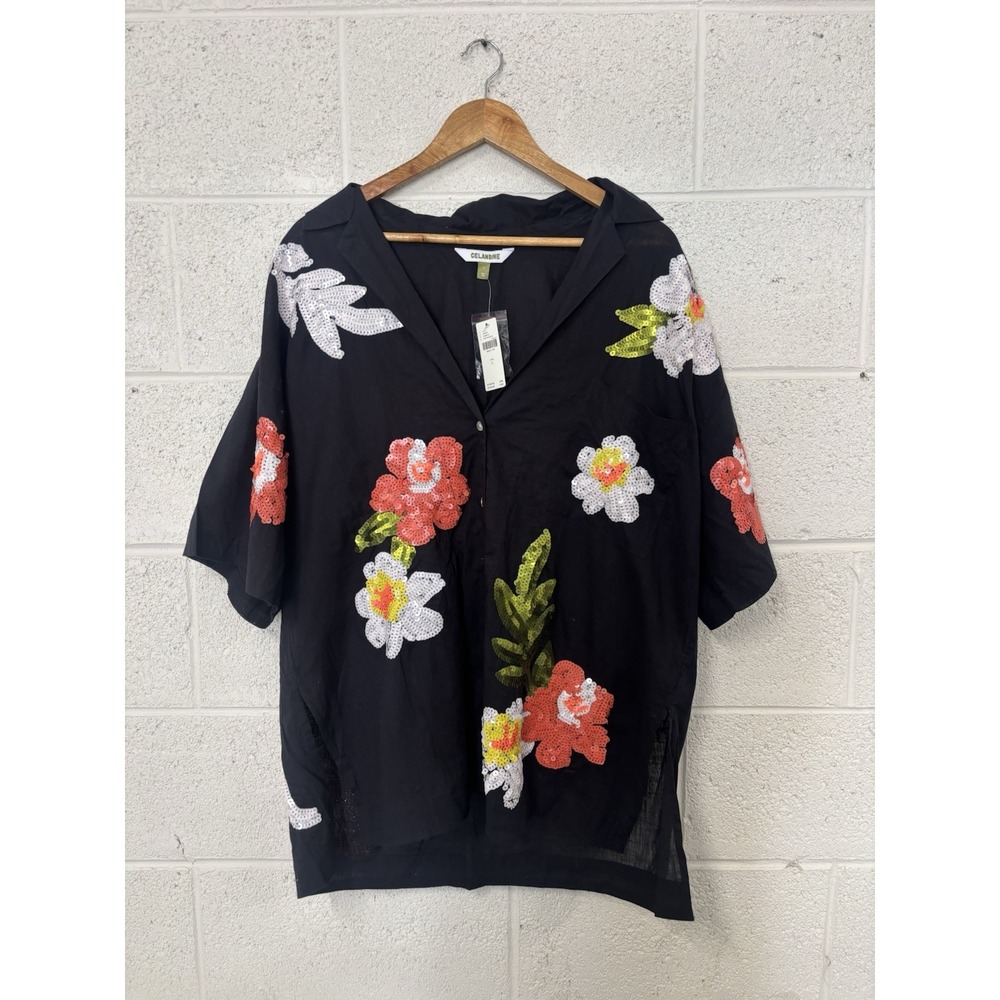 NWT CELANDINE Sequin ButtonDown Shirt Women's Large Retail $138 - Picture 2 of 4